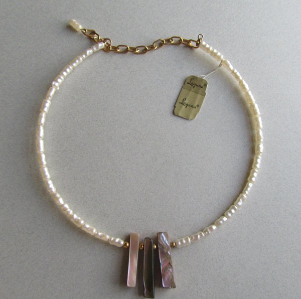 Vintage Laguna Abalone Chocker Necklace Original Tag Signed Jewelry