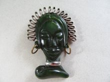 Vintage Bakelite Pin Tribal Woman