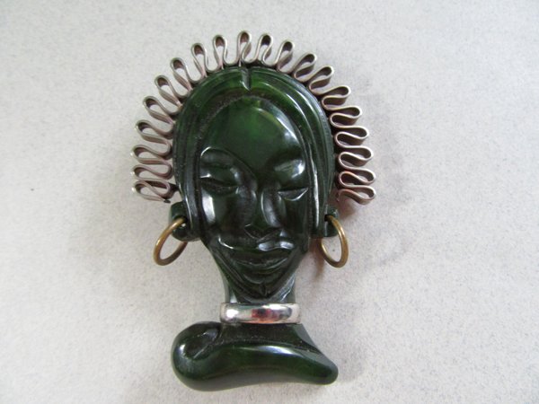 Vintage Bakelite Pin Tribal Women