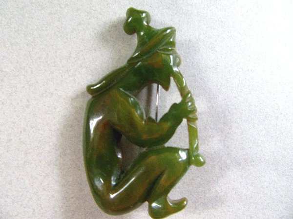Vintage Bakelite Pin Flute Player Vintage Jewelry
