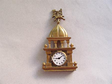 Unusual LARGE Clock Tower Weathervane Fur Clip Vintage Costume Jewelry