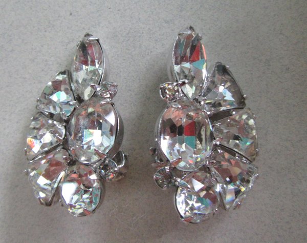 Vintage Eisenberg Rhinestone Earrings Signed Jewelry 