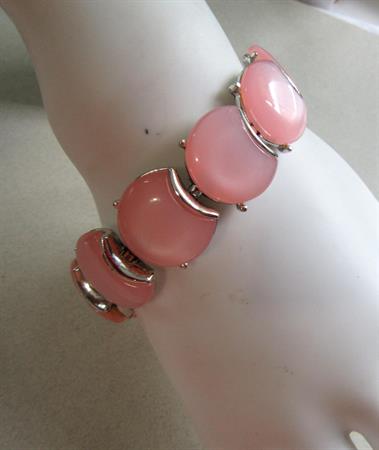 1950's Pink Lucite Bracelet Smaller Wrist Moon Glow Vintage Jewelry
