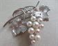 Krementz Genuine Pearls Grapes Pin Signed Vintage Jewelry 