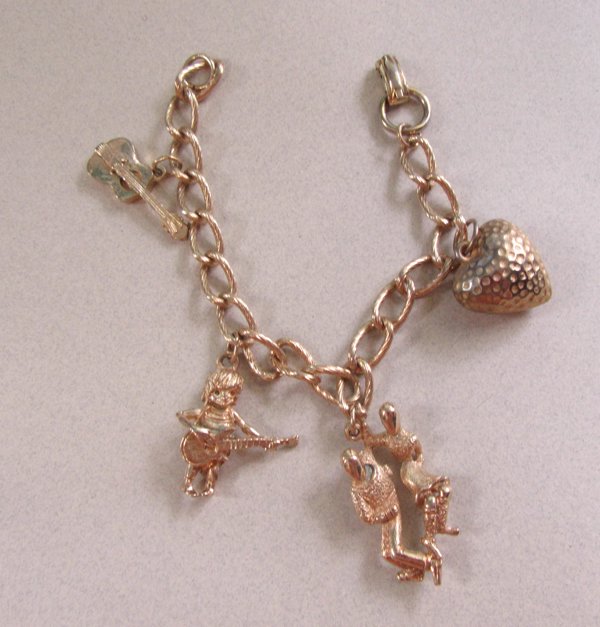 1960's Beatles Style Charm Bracelet Vintage Jewelry