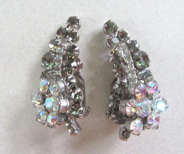 1950's Rhinestone Earrings  Vintage Jewelry