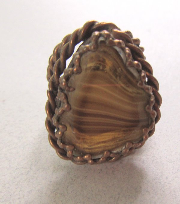 Vintage Western Germany Glass Ring Signed Jewelry