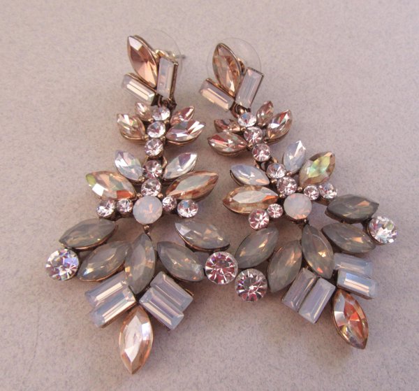 Rhinestone Pierced Earrings Pierced ALDO Signed Jewelry 