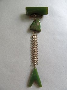 Vintage Bakelite Fish Bone Pin Figural 