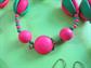 Vintage Mod Pink and Green Lucite Necklace Earrings Set  Hong Kong Costume Jewelry