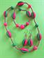 Vintage Mod Pink and Green Lucite Necklace Earrings Set  Hong Kong Costume Jewelry