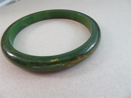 Bakelite Bangle Green Bracelet Yellow Swirls