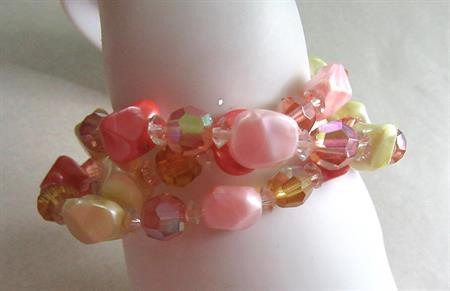1950's Bracelet Crystal Faux Peal Vintage Jewelry Smaller Wrist