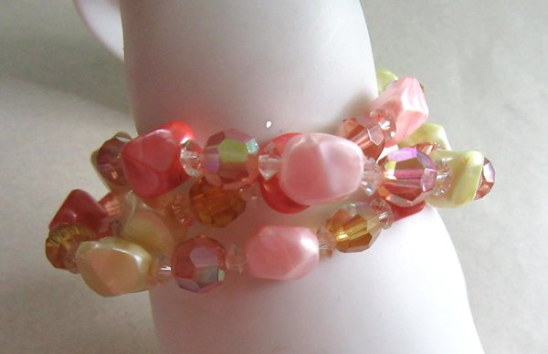 1950's Bracelet Crystal Faux Peal Vintage Jewelry Smaller Wrist