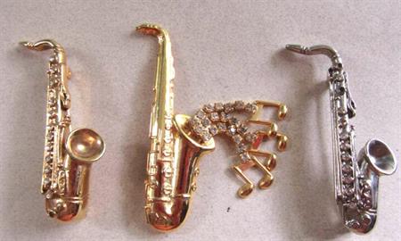 Saxophone Pin Lot Musician Vintage Jewelry 