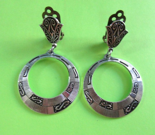 Vintage Eloxal Earrings  Clip On Hoops