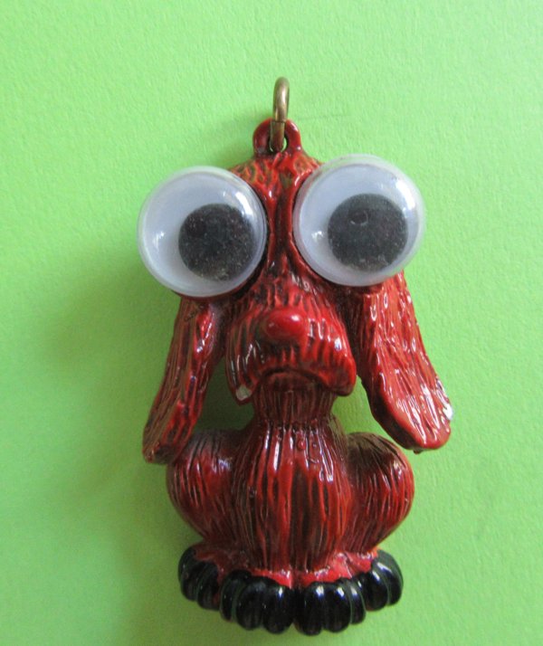 Vintage Anthropomorphic Dog Pendant Google Eyes 