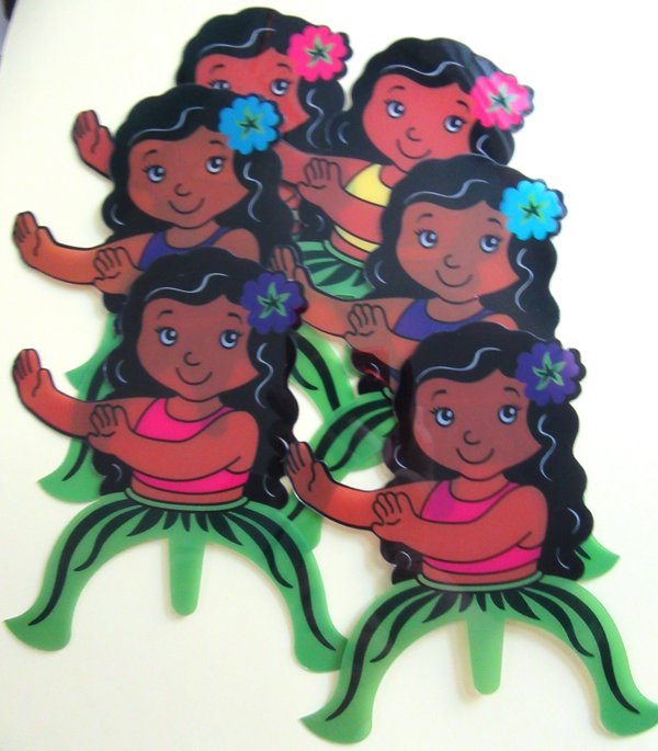 Hula Girl Cupcake Pics One Dozen Never Used Tiki Birthday