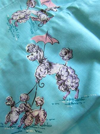 Vintage 1950's French Poodle Hostess Apron Kitchen Accessories Eiffel Tower Paris Apartment 50's Textiles