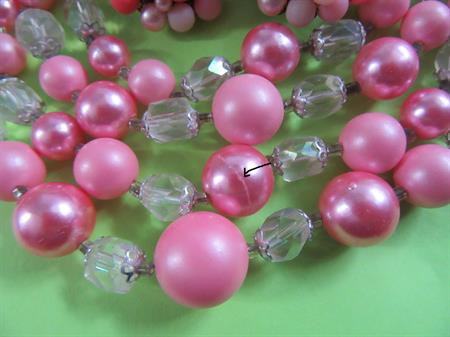 1950's Pink Necklace Set Faux Pearls Japan 