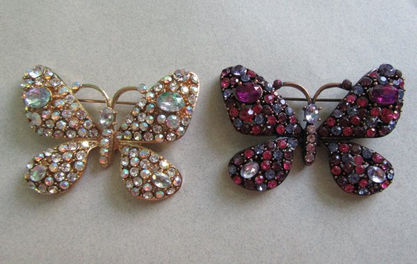 Rhinestone Butterfly Pins 