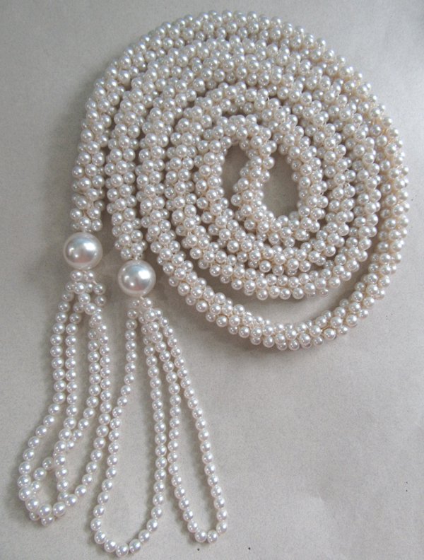 Ladies Vintage Faux Pearl Long Lariat Rope Necklace or Belt Great Gatsby Costume Accessories 