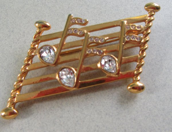 Vintage Napier Music Scale Rhinestone Pin