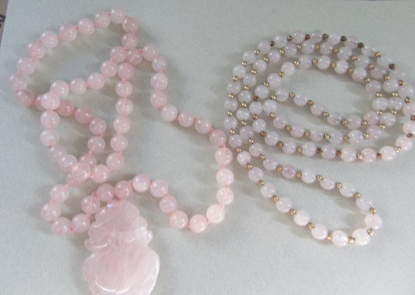 Vintage Genuine Rose Quartz Necklaces 