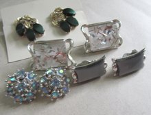 1950's Earrings Lot Lucite Rhinestone Vintage Jewelry