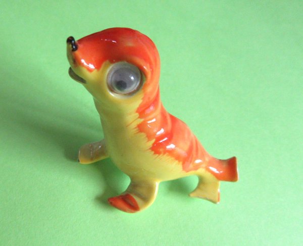Vintage Anthropomorphic Sea Lion Pin Google Eyes Signed JJ