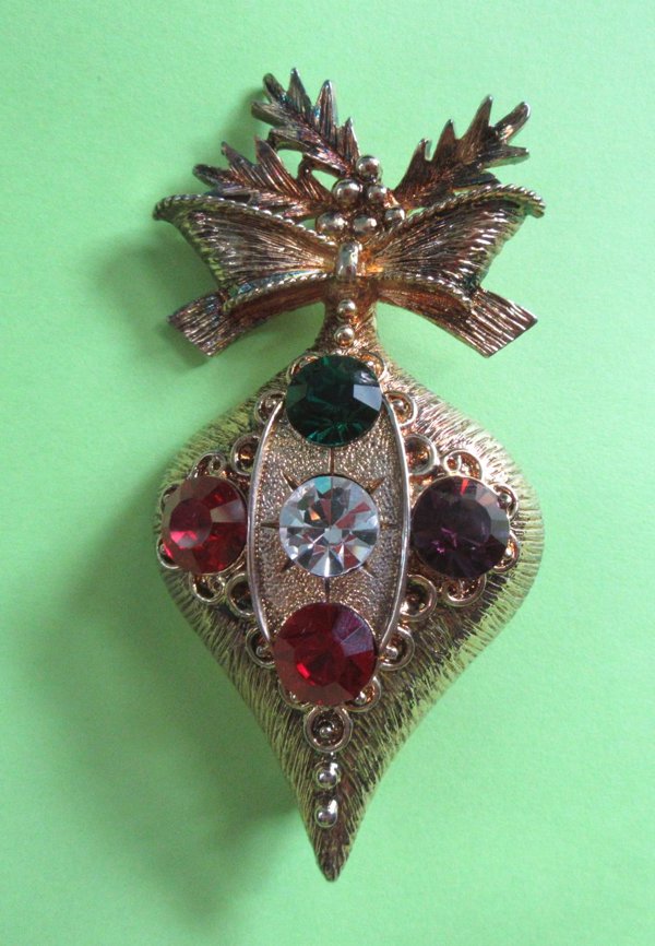 Eisenberg Ice Christmas Ornament Pin Signed Jewelry Holiday