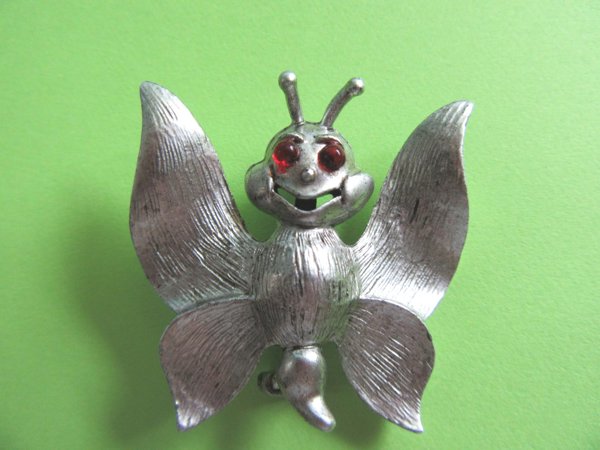 Vintage Anthropomorphic Butterfly Pin Signed JJ