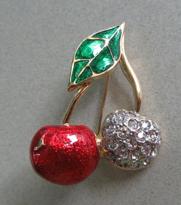 Rhinestone Cherries Pin 