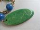 Bakelite Mid Century Modern Necklace Green Swirl and Blue Plastic Beads Vintage Costume Jewelry