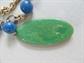 Bakelite Mid Century Modern Necklace Green Swirl and Blue Plastic Beads Vintage Costume Jewelry