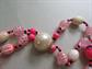 1950's Hot Pink Multi Strand Necklace Hong Kong Beads Vintage Costume Jewelry