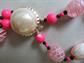 1950's Hot Pink Multi Strand Necklace Hong Kong Beads Vintage Costume Jewelry