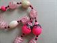 1950's Hot Pink Multi Strand Necklace Hong Kong Beads Vintage Costume Jewelry