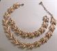 1950's Trifari Leaf Choker Necklace and Bracelet Set Brushed Gold Tone Signed Vintage Costume Jewelry