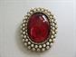 Dodds Signed Large Red Glass Pin Brooch As is Vintage Costume Jewelry