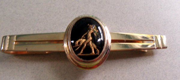 1940's Anson Glass Tie Bar Nude With Dog Mens Jewelry