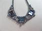 1950's Deco Style Blue Rhinestone Choker Necklace Vintage Costume Jewelry