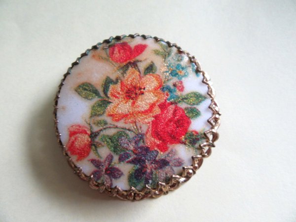 Vintage Germany Glass Pin Signed  Jewelry
