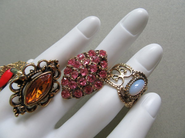 Vintage Rings Lot 1970's Rhinestone Sarah Coventry 