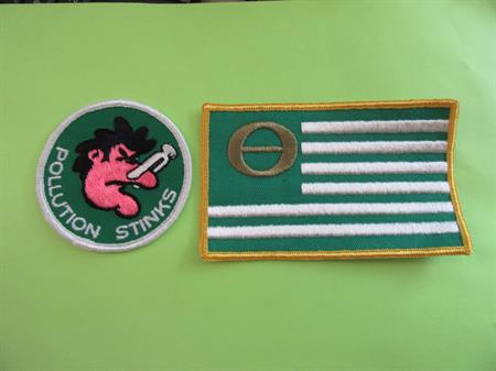 1980's Pollution Stinks or Ecology Flag Patch Jean Jacket Sew On Patches Old Stock Protest Accessories Environmental Awareness Earth Day