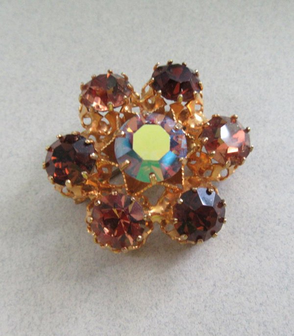 Vintage Austria Signed Rhinestone Pin Signed Jewelry