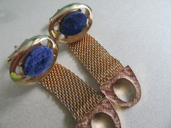 1970's Sodalite Wrap Cufflinks Men's Vintage Jewelry 