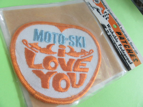 Vintage Moto-Ski I Love You Patch Sealed Ski Mobile