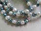 THREE Genuine Freshwater Pearls Blue and White Stretch Bracelets