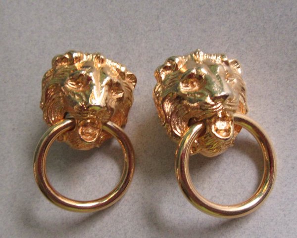 Vintage Lion Head Earrings Leo August Birthday 